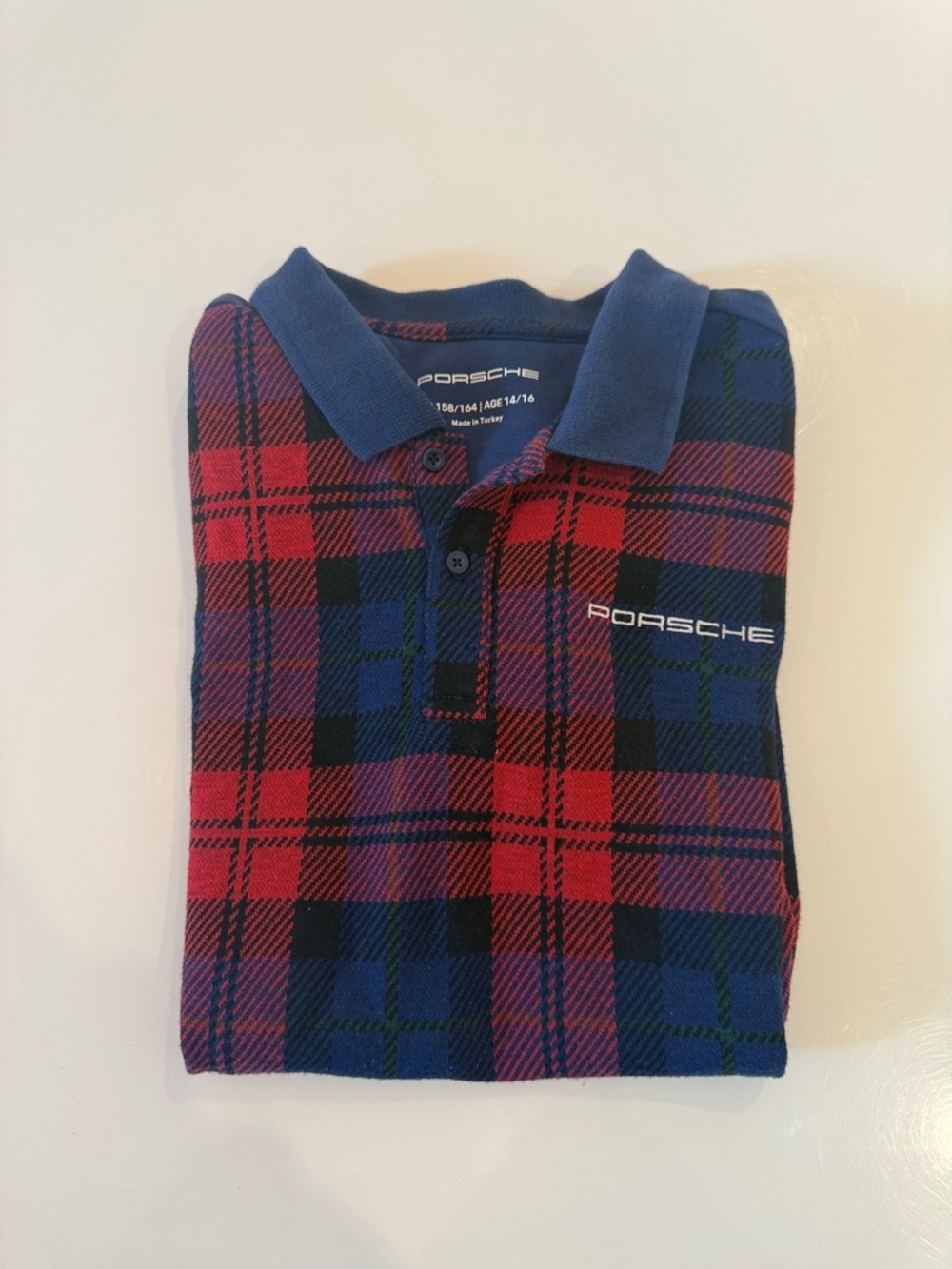 Porsche Design Kids Plaid Polo Shirt - Red & Blue